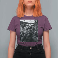 Funny Cryptid Creatures Selfie T Shirt For Women Bigfoot Alien Cryptozoology Fantasy Mythical Monsters