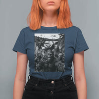 Funny Cryptid Creatures Selfie T Shirt For Women Bigfoot Alien Cryptozoology Fantasy Mythical Monsters