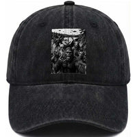 Funny Cryptid Creatures Selfie Washed Cotton Baseball Cap Bigfoot Alien Cryptozoology Fantasy Mythical Monsters
