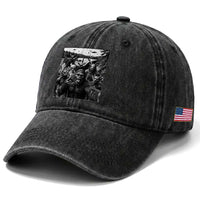 Funny Cryptid Creatures Selfie Washed Cotton Baseball Cap Bigfoot Alien Cryptozoology Fantasy Mythical Monsters