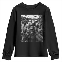 Funny Cryptid Creatures Selfie Youth Sweatshirt Bigfoot Alien Cryptozoology Fantasy Mythical Monsters