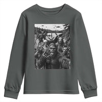Funny Cryptid Creatures Selfie Youth Sweatshirt Bigfoot Alien Cryptozoology Fantasy Mythical Monsters