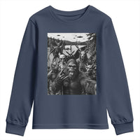 Funny Cryptid Creatures Selfie Youth Sweatshirt Bigfoot Alien Cryptozoology Fantasy Mythical Monsters