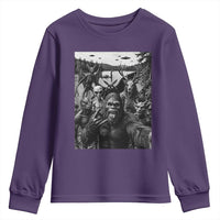 Funny Cryptid Creatures Selfie Youth Sweatshirt Bigfoot Alien Cryptozoology Fantasy Mythical Monsters