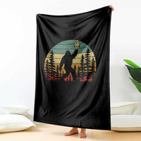 Funny Bigfoot Pickles Lover Throw Blanket Retro Sasquatch Cucumber Food Lover