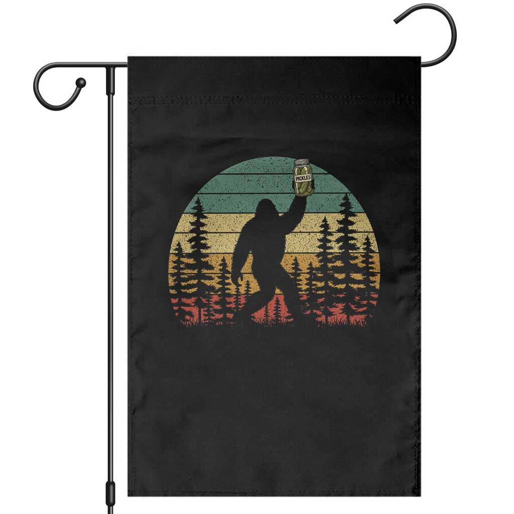 Funny Bigfoot Pickles Lover Garden Flag Retro Sasquatch Cucumber Food Lover