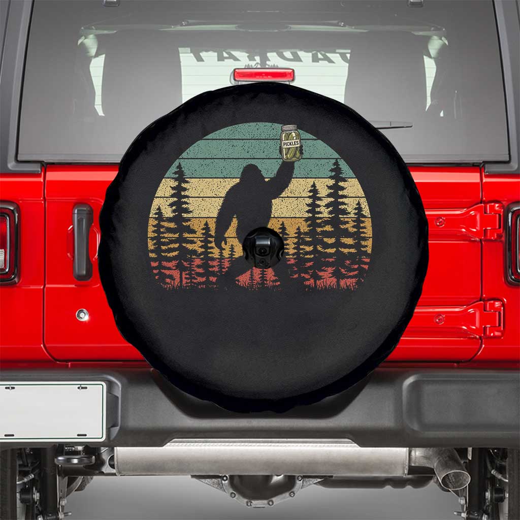 Funny Bigfoot Pickles Lover Spare Tire Cover Retro Sasquatch Cucumber Food Lover