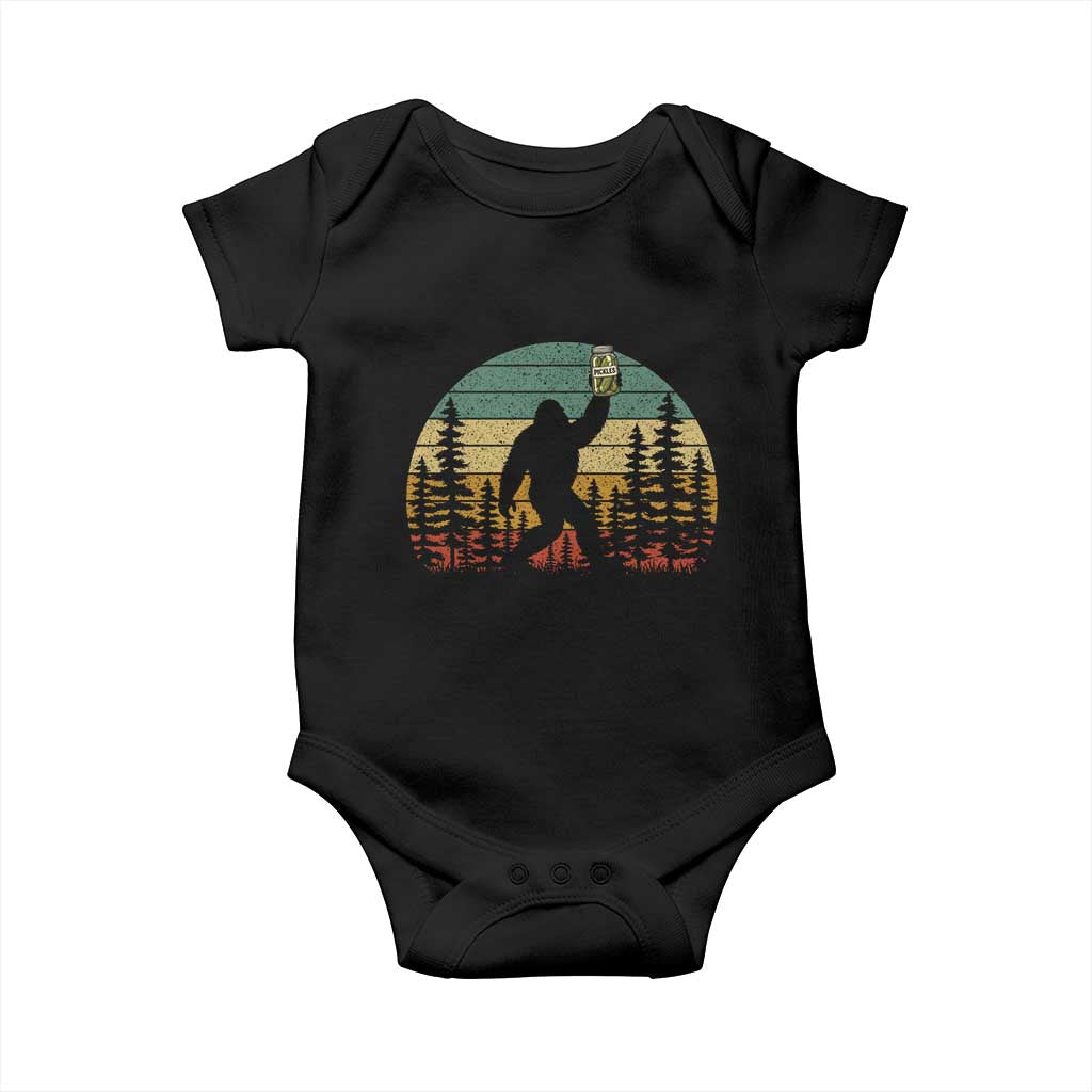 Funny Bigfoot Pickles Lover Baby Onesie Retro Sasquatch Cucumber Food Lover