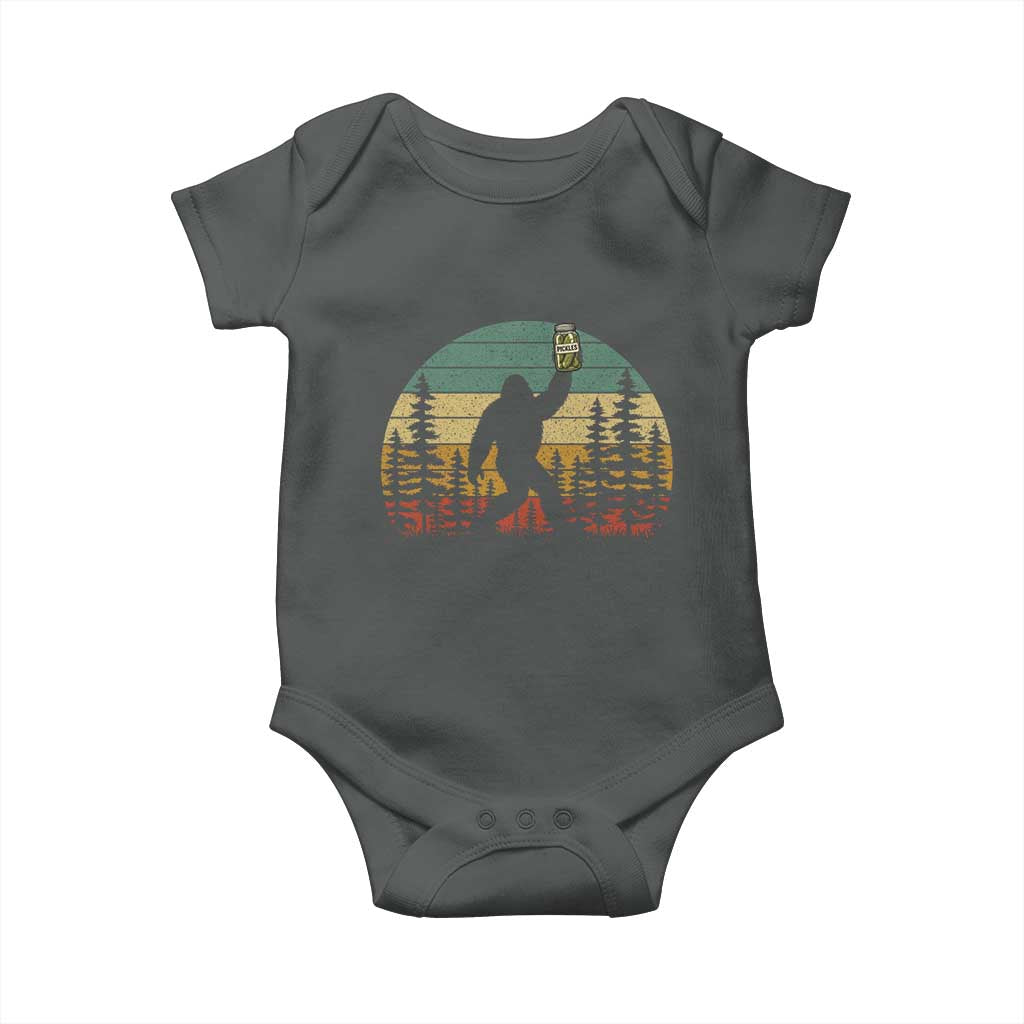 Funny Bigfoot Pickles Lover Baby Onesie Retro Sasquatch Cucumber Food Lover