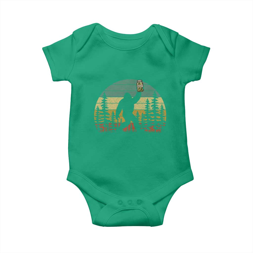 Funny Bigfoot Pickles Lover Baby Onesie Retro Sasquatch Cucumber Food Lover