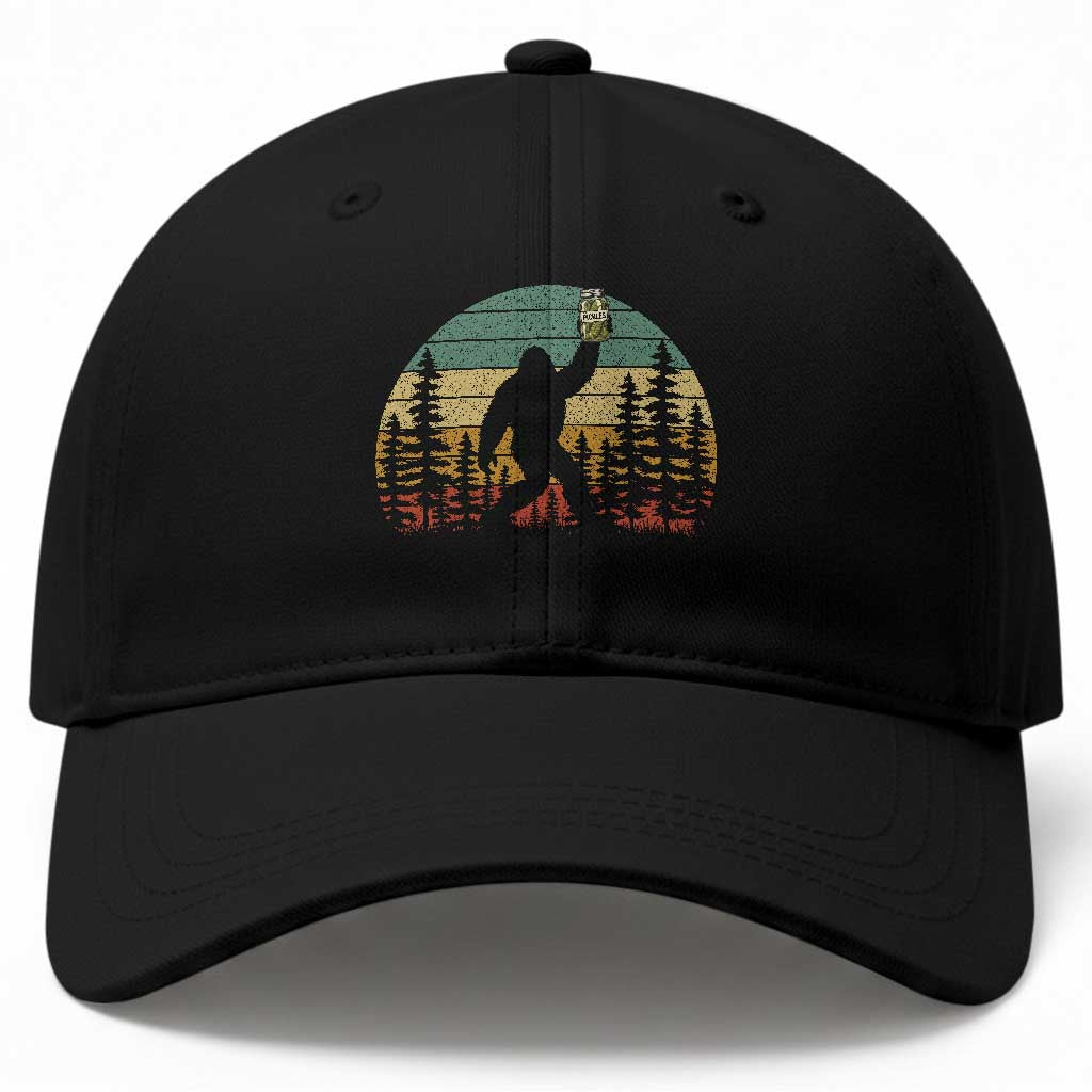 Funny Bigfoot Pickles Lover Baseball Cap Retro Sasquatch Cucumber Food Lover