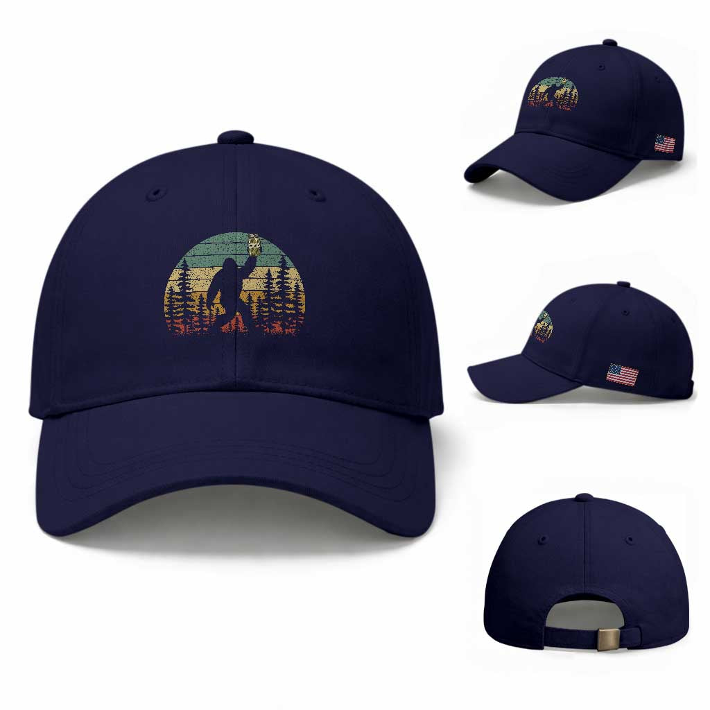 Funny Bigfoot Pickles Lover Baseball Cap Retro Sasquatch Cucumber Food Lover