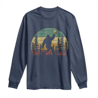 Funny Bigfoot Pickles Lover Long Sleeve Shirt Retro Sasquatch Cucumber Food Lover
