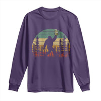 Funny Bigfoot Pickles Lover Long Sleeve Shirt Retro Sasquatch Cucumber Food Lover