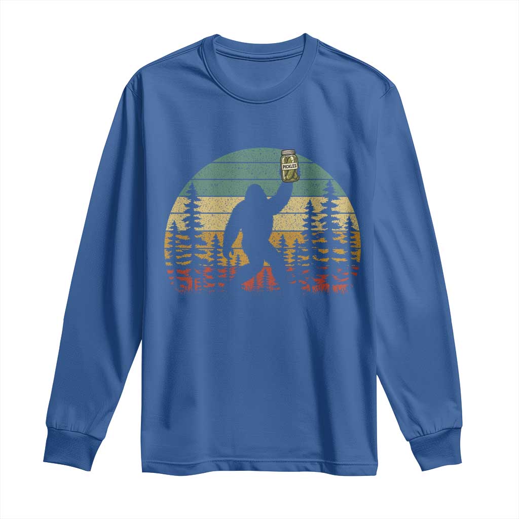 Funny Bigfoot Pickles Lover Long Sleeve Shirt Retro Sasquatch Cucumber Food Lover