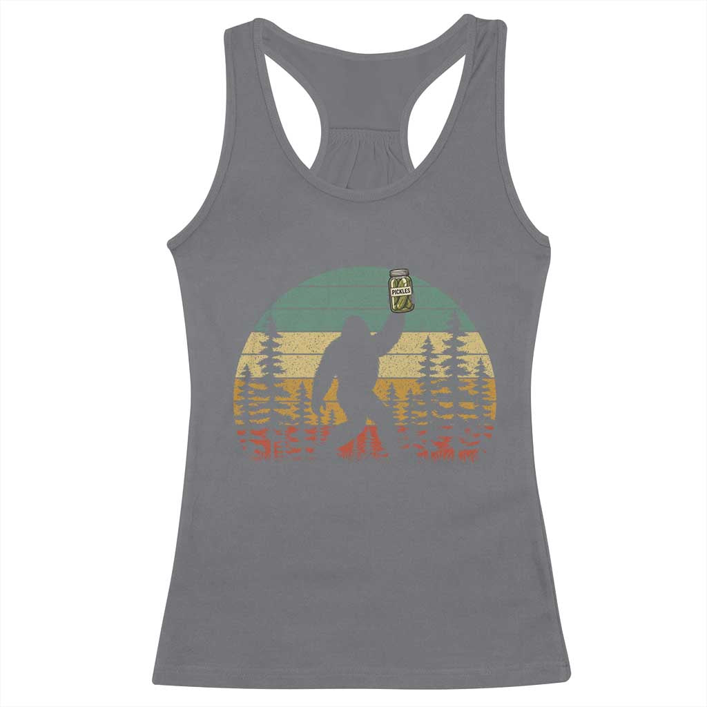 Funny Bigfoot Pickles Lover Racerback Tank Top Retro Sasquatch Cucumber Food Lover