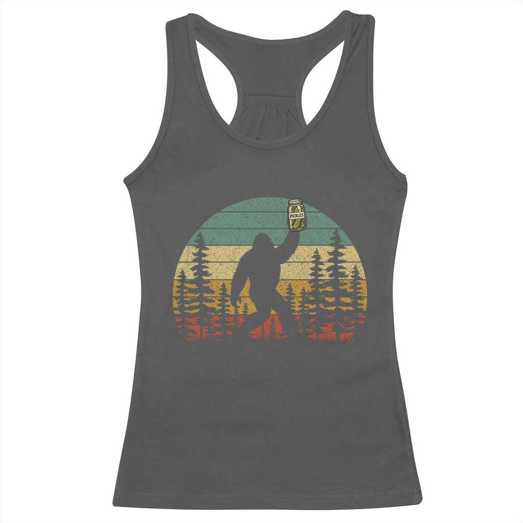 Funny Bigfoot Pickles Lover Racerback Tank Top Retro Sasquatch Cucumber Food Lover