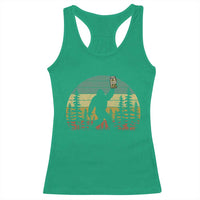 Funny Bigfoot Pickles Lover Racerback Tank Top Retro Sasquatch Cucumber Food Lover