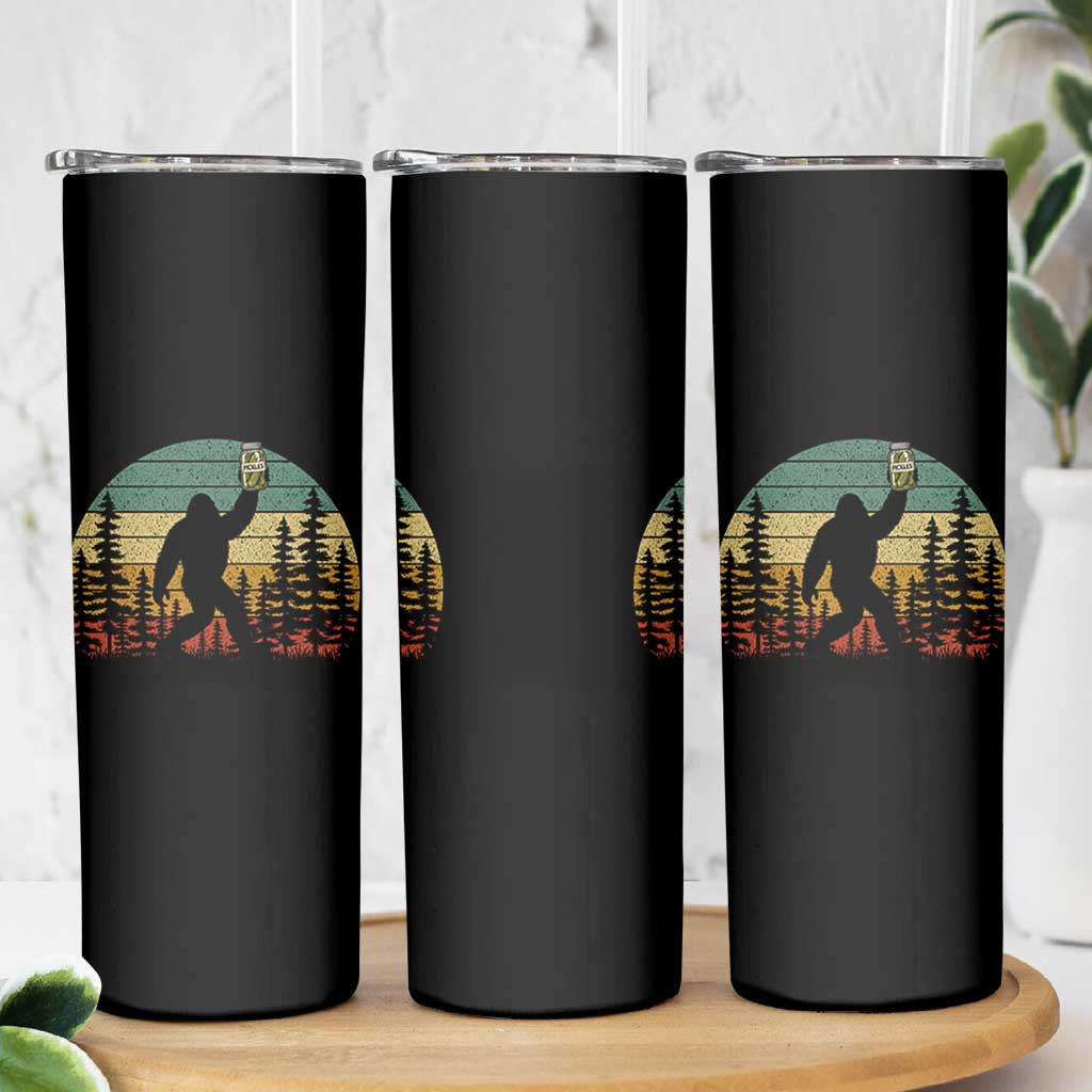 Funny Bigfoot Pickles Lover Skinny Tumbler Retro Sasquatch Cucumber Food Lover
