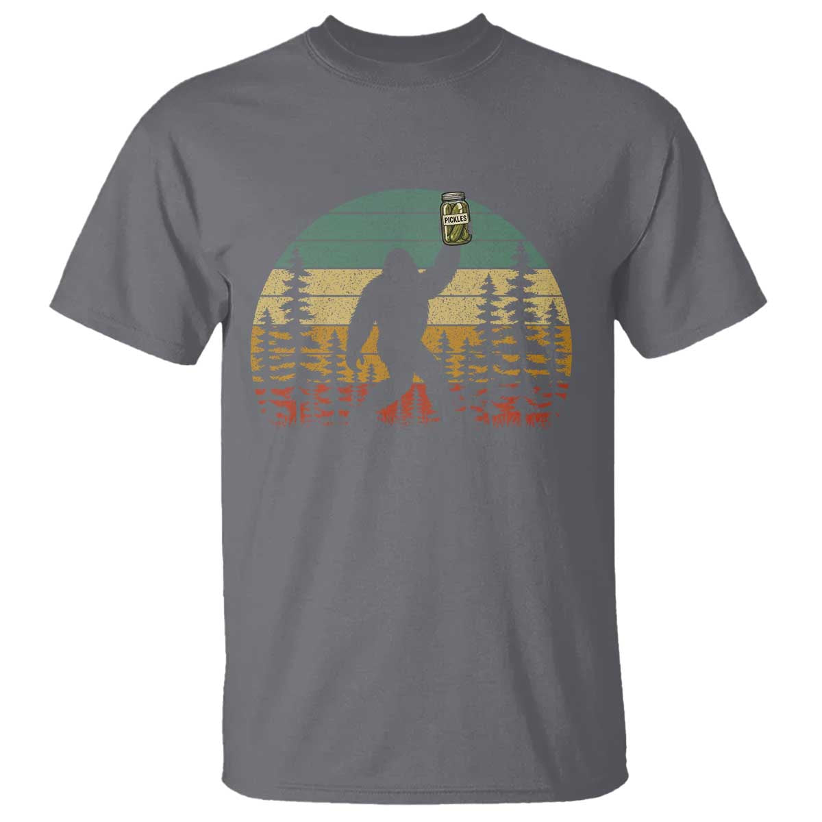 Funny Bigfoot Pickles Lover T Shirt Retro Sasquatch Cucumber Food Lover