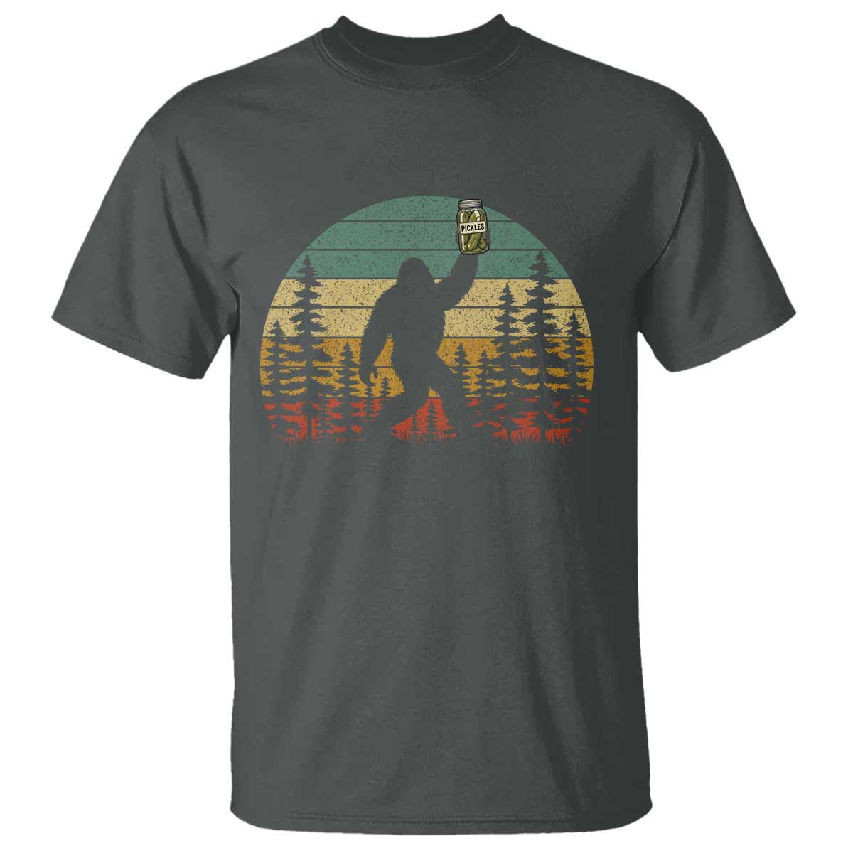 Funny Bigfoot Pickles Lover T Shirt Retro Sasquatch Cucumber Food Lover
