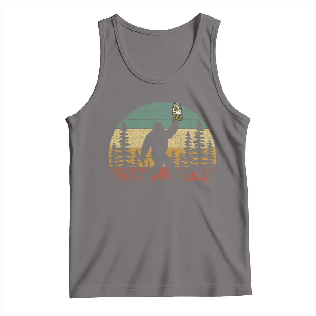 Funny Bigfoot Pickles Lover Tank Top Retro Sasquatch Cucumber Food Lover