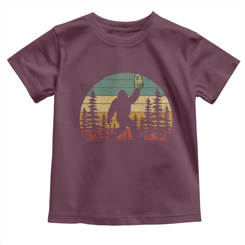 Funny Bigfoot Pickles Lover Toddler T Shirt Retro Sasquatch Cucumber Food Lover