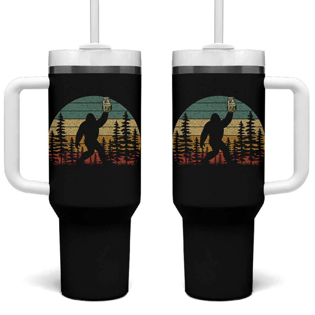 Funny Bigfoot Pickles Lover Tumbler With Handle Retro Sasquatch Cucumber Food Lover
