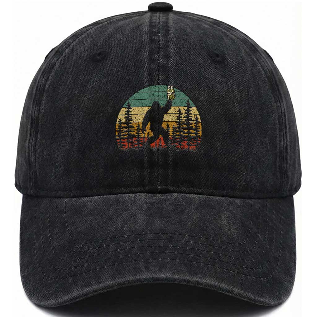 Funny Bigfoot Pickles Lover Washed Cotton Baseball Cap Retro Sasquatch Cucumber Food Lover