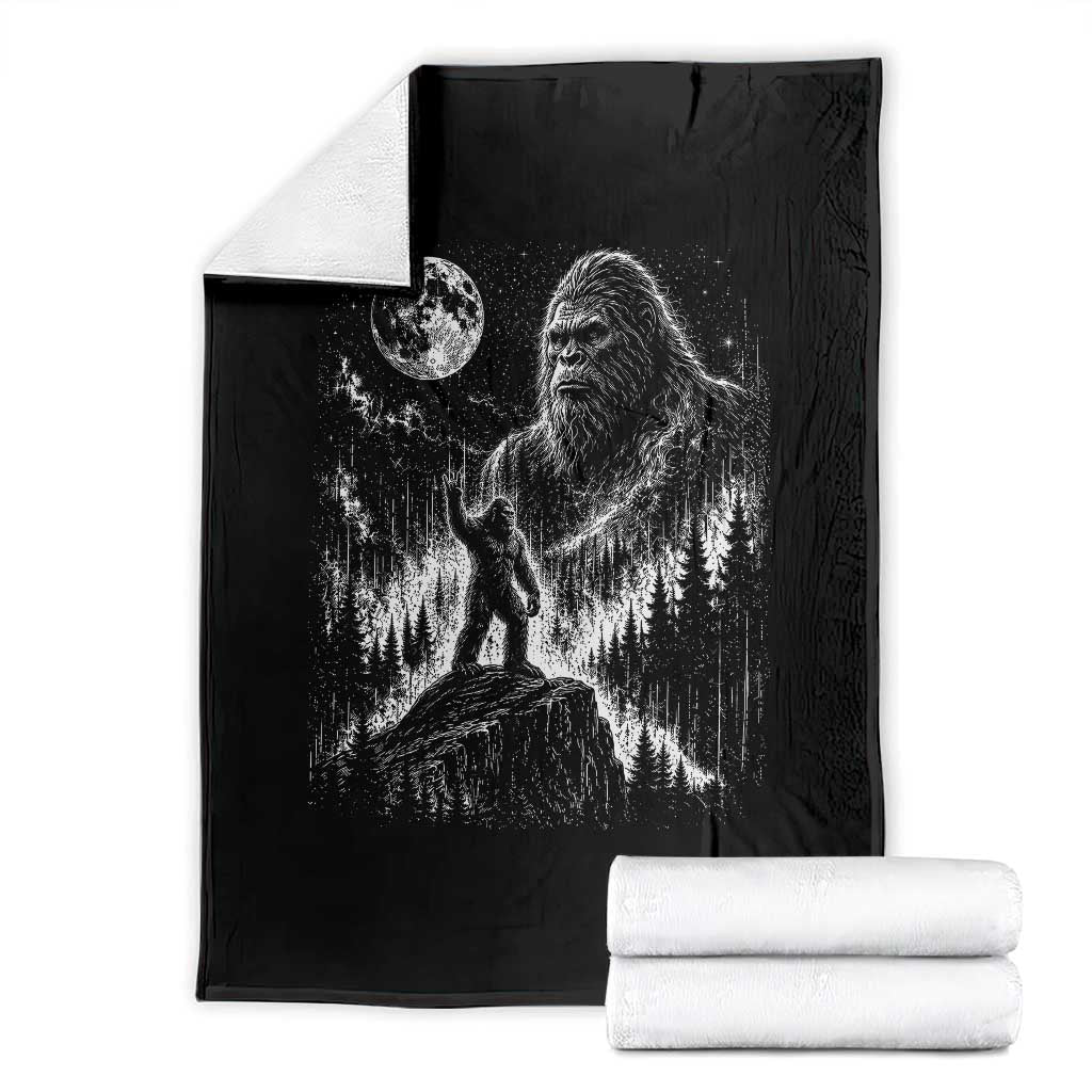 Bigfoot Howling at Moon Mystical Forest Throw Blanket Funny Sasquatch Nature Lover