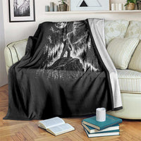 Bigfoot Howling at Moon Mystical Forest Throw Blanket Funny Sasquatch Nature Lover