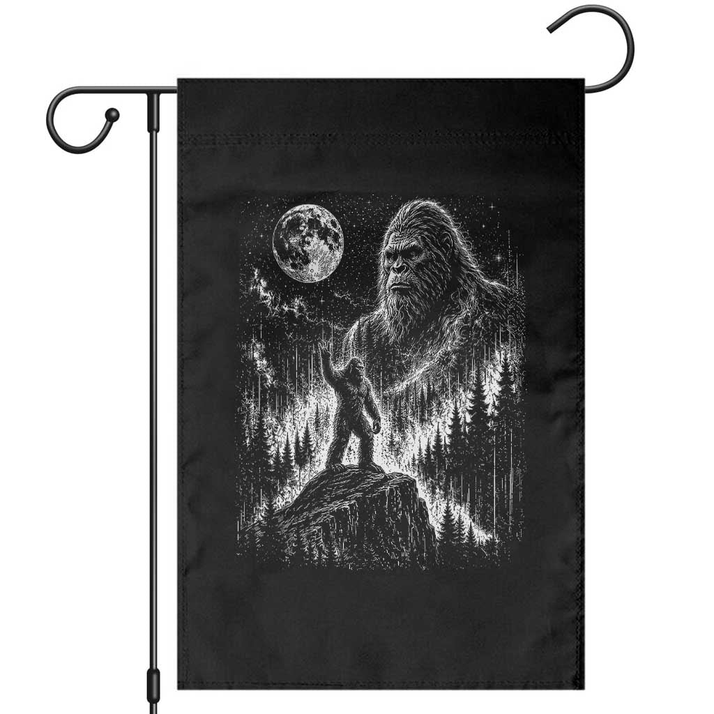 Bigfoot Howling at Moon Mystical Forest Garden Flag Funny Sasquatch Nature Lover