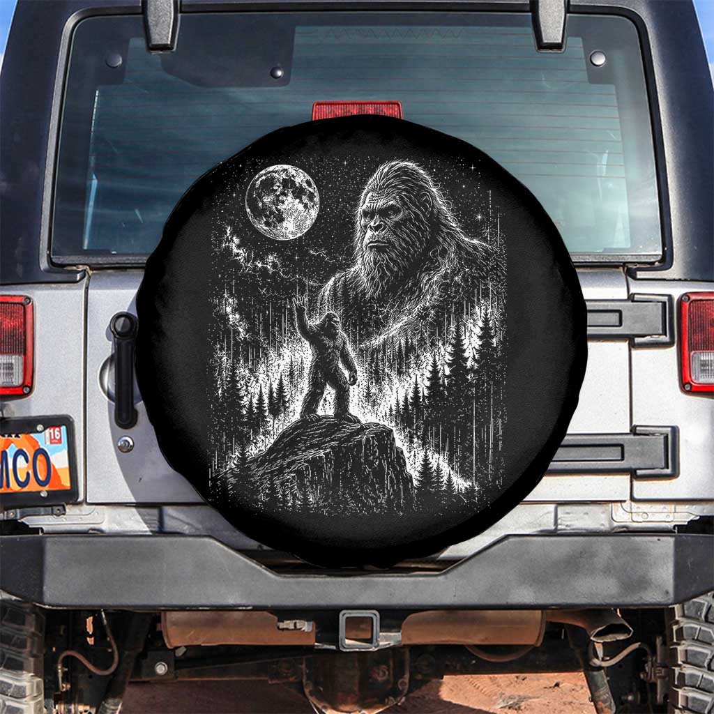 Bigfoot Howling at Moon Mystical Forest Spare Tire Cover Funny Sasquatch Nature Lover