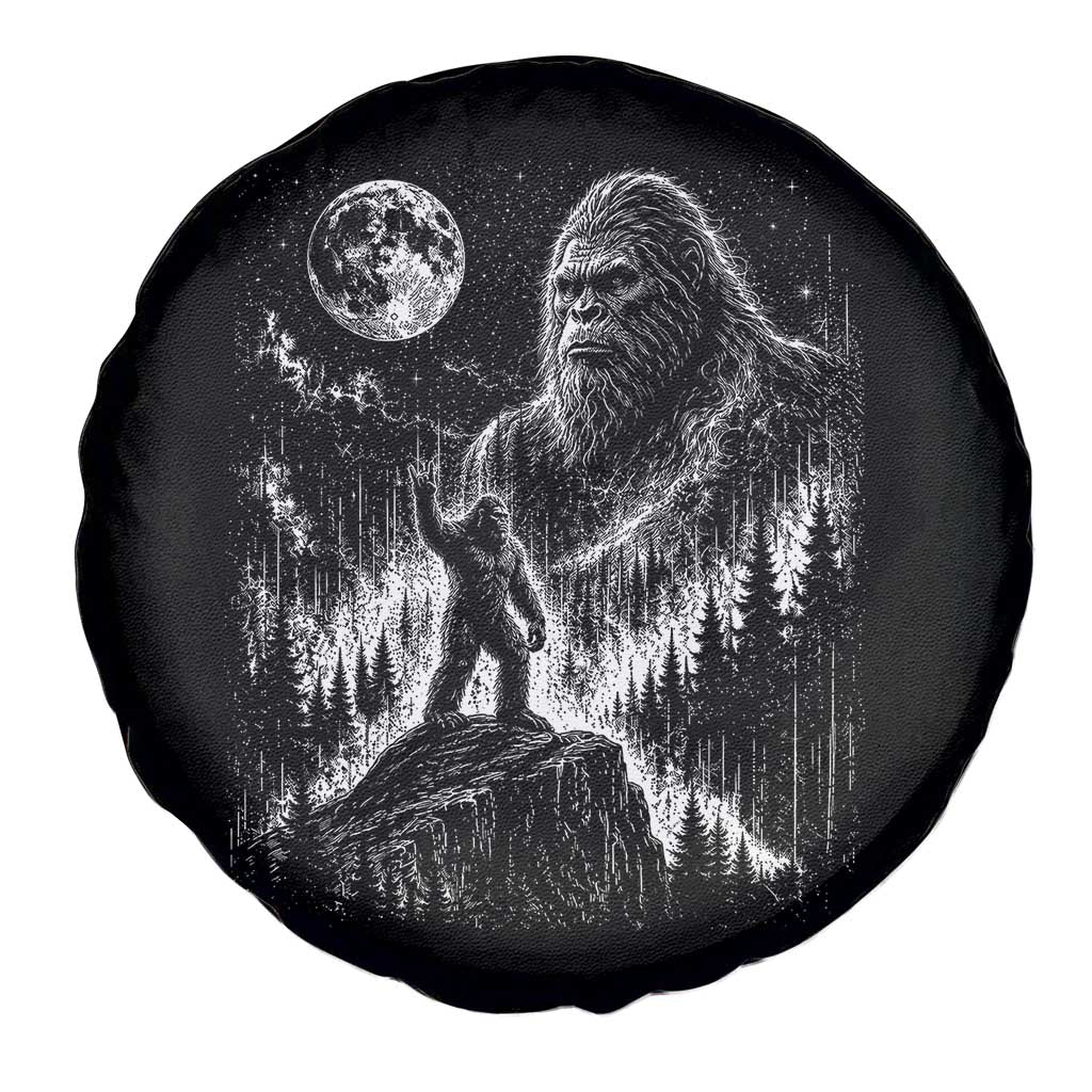 Bigfoot Howling at Moon Mystical Forest Spare Tire Cover Funny Sasquatch Nature Lover