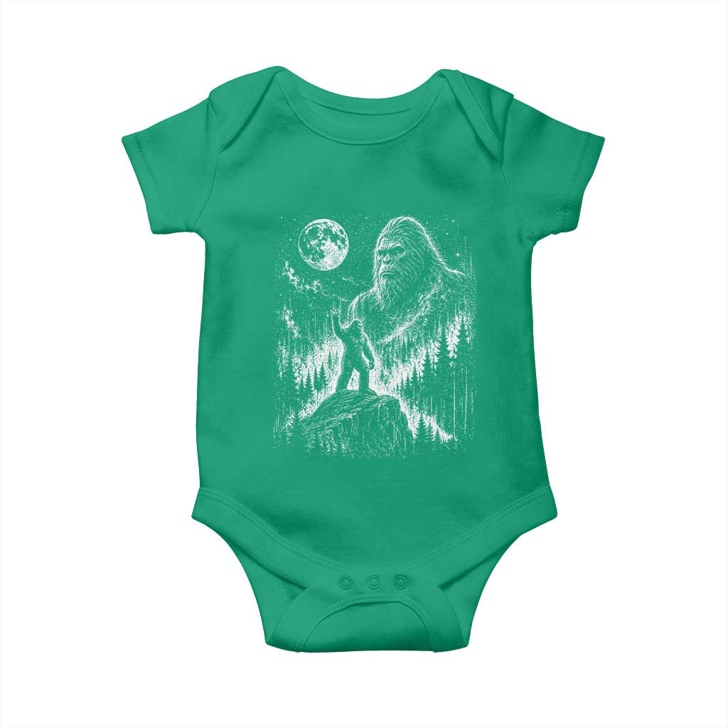 Bigfoot Howling at Moon Mystical Forest Baby Onesie Funny Sasquatch Nature Lover