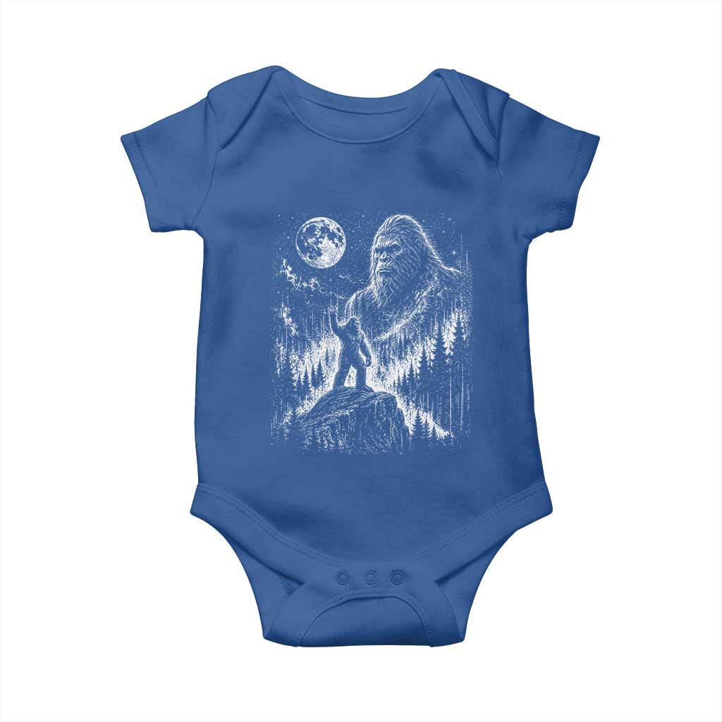 Bigfoot Howling at Moon Mystical Forest Baby Onesie Funny Sasquatch Nature Lover