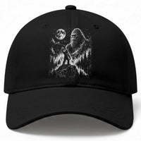 Bigfoot Howling at Moon Mystical Forest Baseball Cap Funny Sasquatch Nature Lover