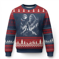 Bigfoot Howling at Moon Mystical Forest Ugly Christmas Sweater Funny Sasquatch Nature Lover