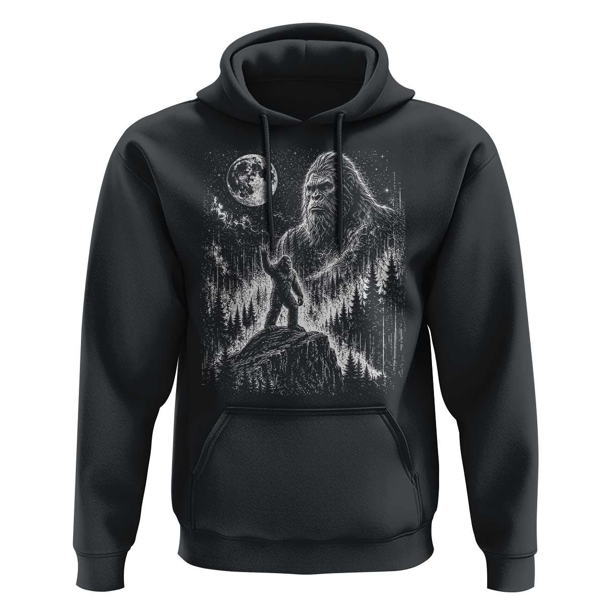 Bigfoot Howling at Moon Mystical Forest Hoodie Funny Sasquatch Nature Lover