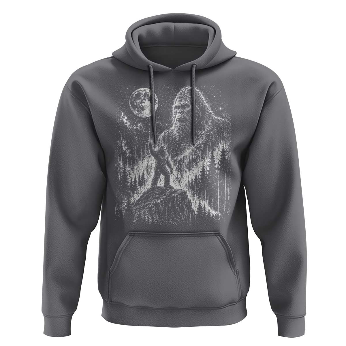Bigfoot Howling at Moon Mystical Forest Hoodie Funny Sasquatch Nature Lover