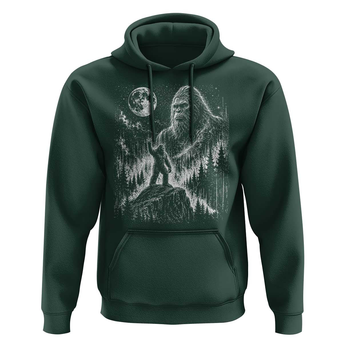 Bigfoot Howling at Moon Mystical Forest Hoodie Funny Sasquatch Nature Lover