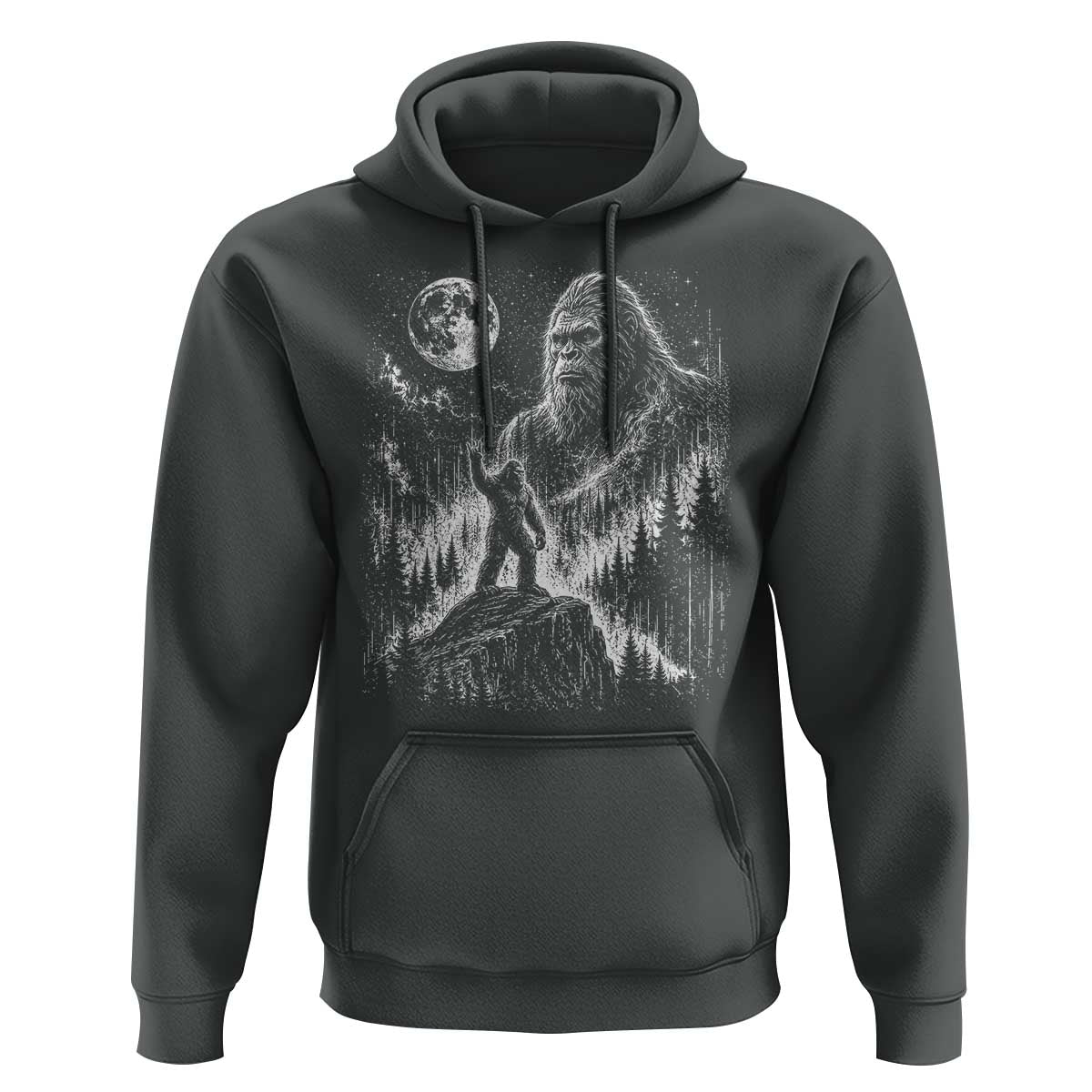 Bigfoot Howling at Moon Mystical Forest Hoodie Funny Sasquatch Nature Lover
