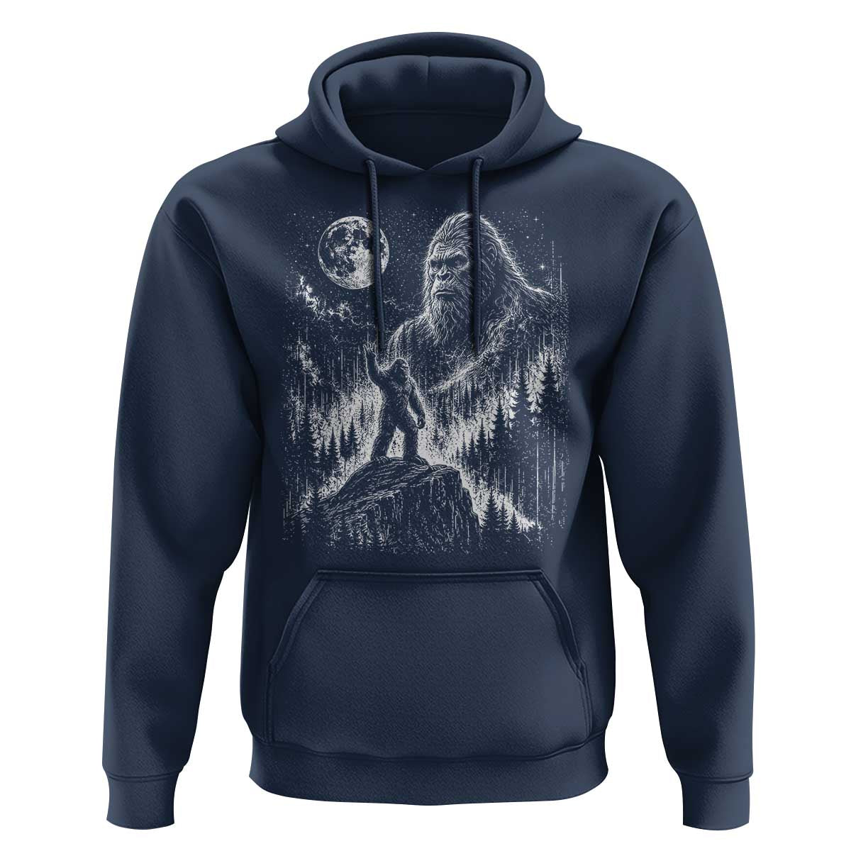 Bigfoot Howling at Moon Mystical Forest Hoodie Funny Sasquatch Nature Lover