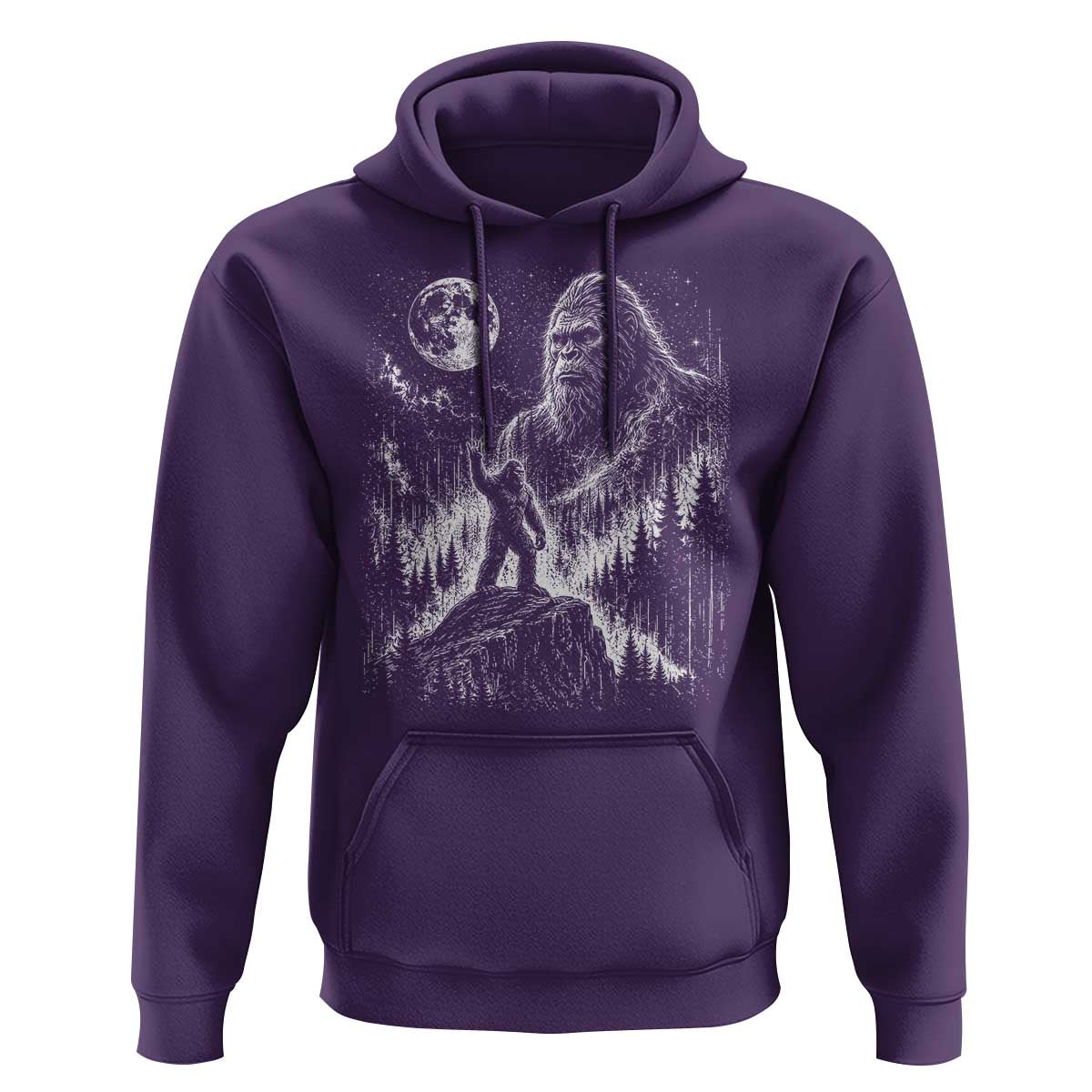 Bigfoot Howling at Moon Mystical Forest Hoodie Funny Sasquatch Nature Lover