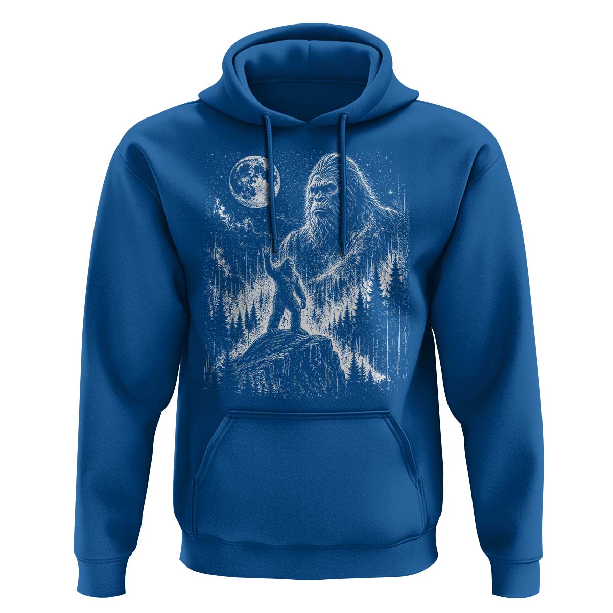 Bigfoot Howling at Moon Mystical Forest Hoodie Funny Sasquatch Nature Lover