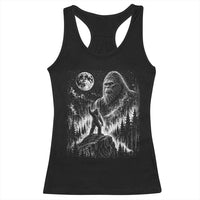 Bigfoot Howling at Moon Mystical Forest Racerback Tank Top Funny Sasquatch Nature Lover