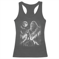 Bigfoot Howling at Moon Mystical Forest Racerback Tank Top Funny Sasquatch Nature Lover