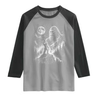 Bigfoot Howling at Moon Mystical Forest Raglan Shirt Funny Sasquatch Nature Lover