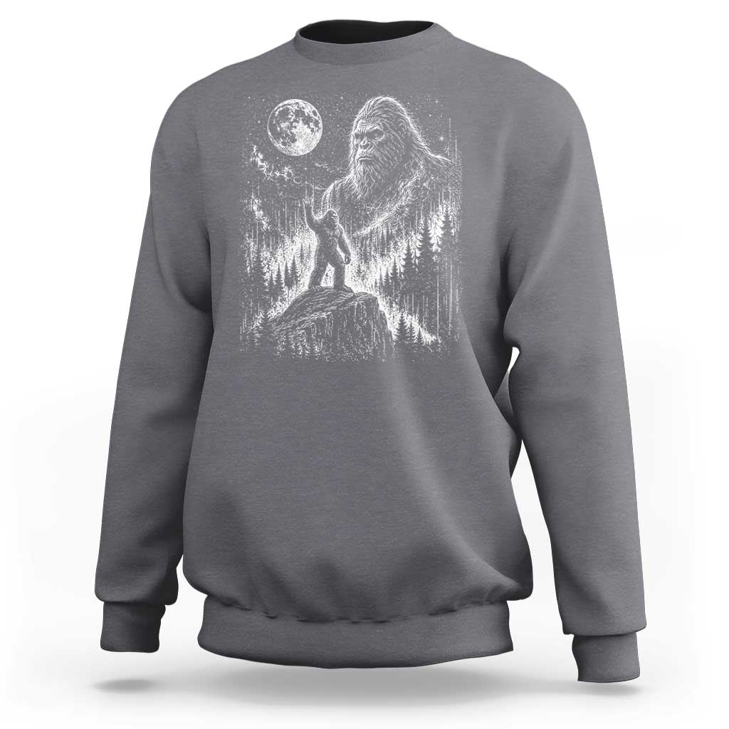 Bigfoot Howling at Moon Mystical Forest Sweatshirt Funny Sasquatch Nature Lover