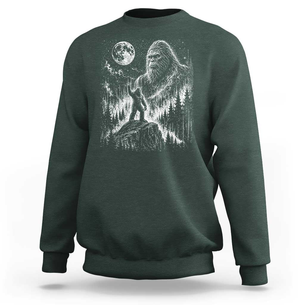 Bigfoot Howling at Moon Mystical Forest Sweatshirt Funny Sasquatch Nature Lover